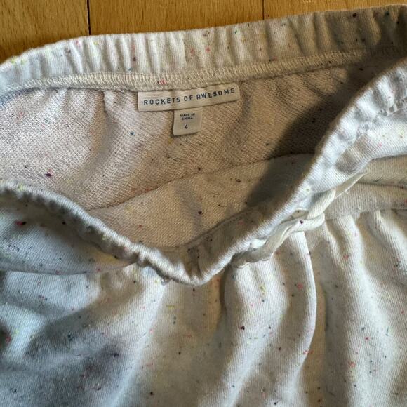 White Drawstring Sweatskirt Neon Flecks Rockets of Awesome Girls Sz 4T - Picture 7 of 8